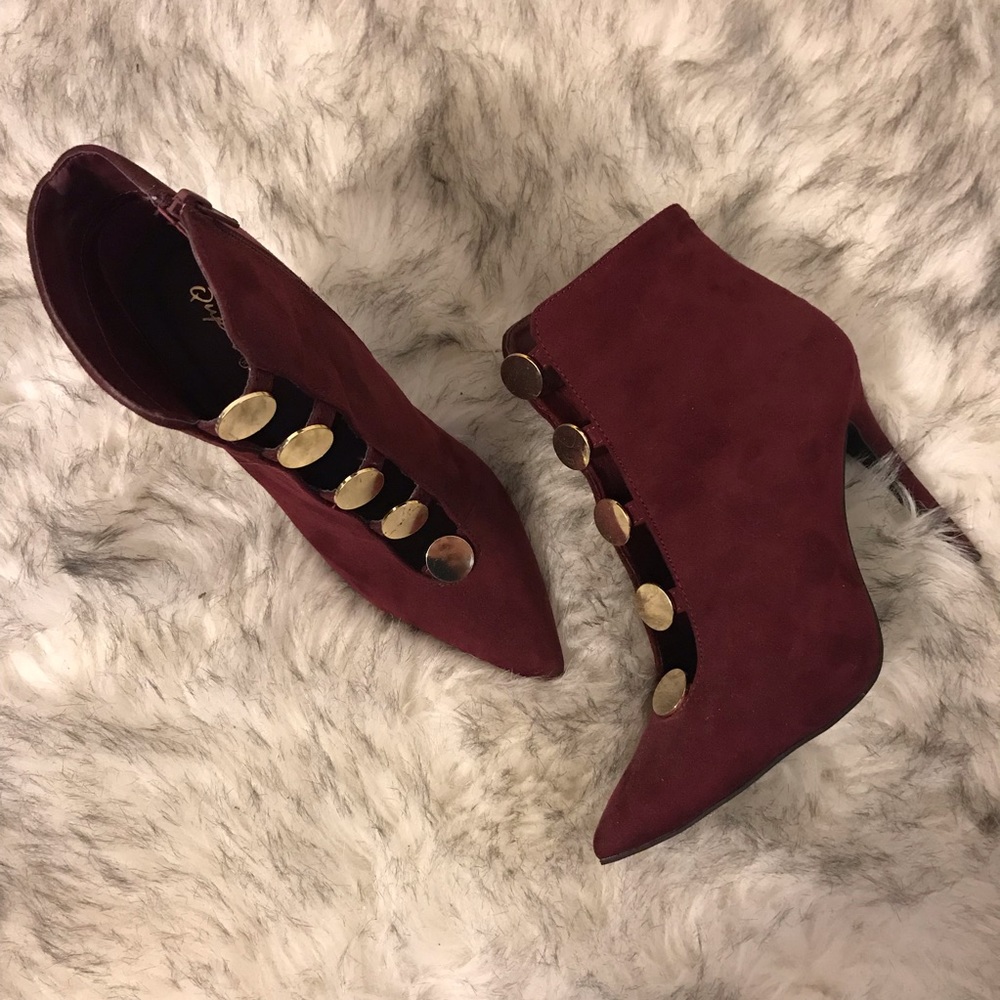 Burgundy heeled boots